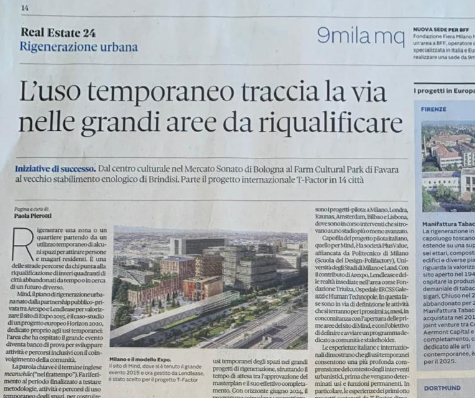 Il progetto T-factor sul Sole 24 Ore